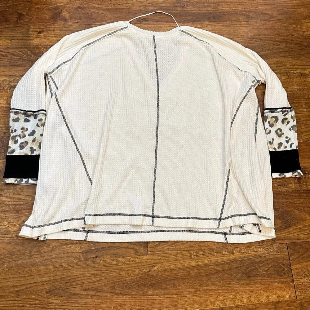 Free People Leopard Sleeves Thermal Top